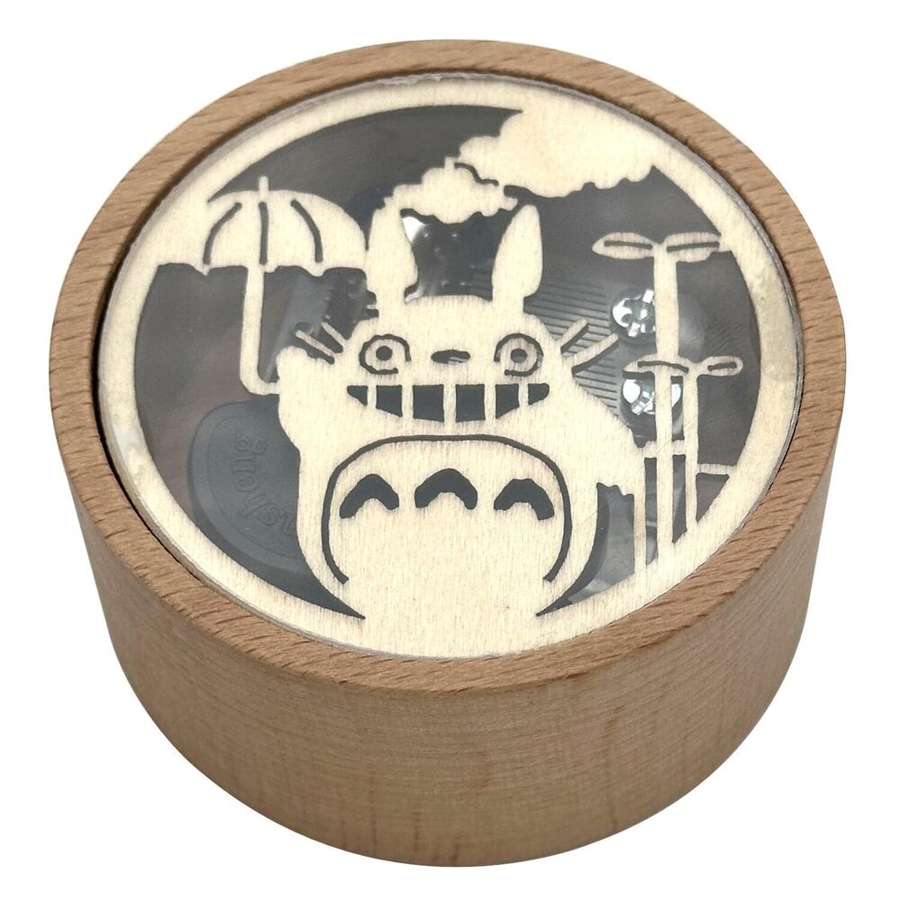 4977 Engraved Round Wooden Music Box My Neighbor Totor, Mechanism Wind Up